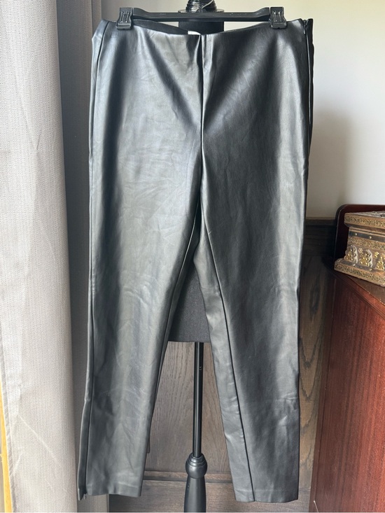 Mango Pants - Mango Black Faux Leather womens pants medium Euc